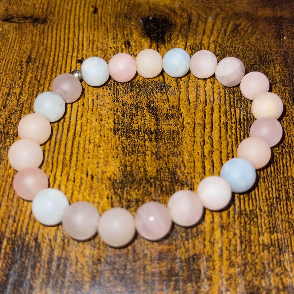 Morganite gemstone beaded bracelet